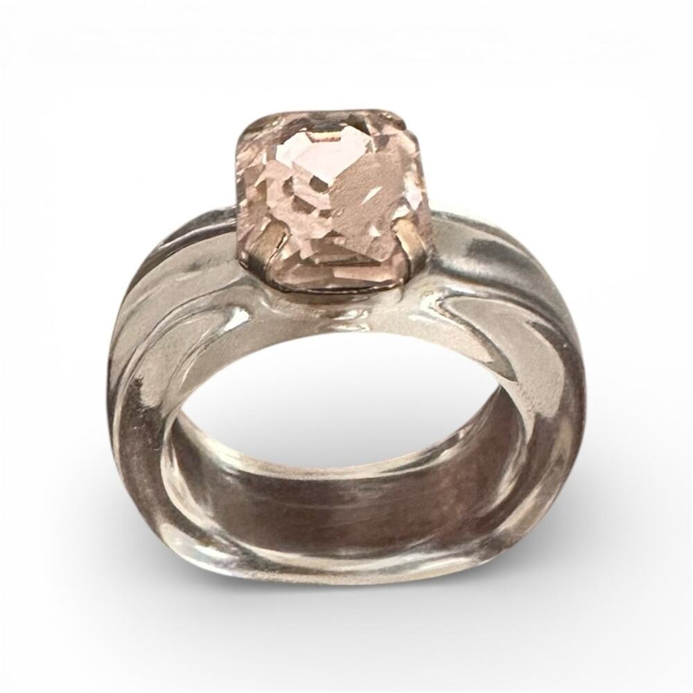 Clear Acrylic Ring with Blush Pink Faux Gemstone 7